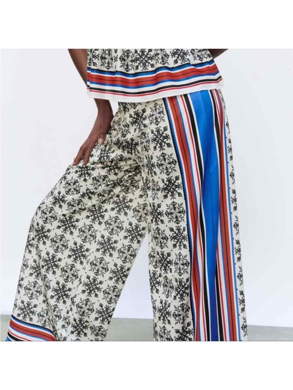 Zara Palazzo Pants Scarf Bandana Print